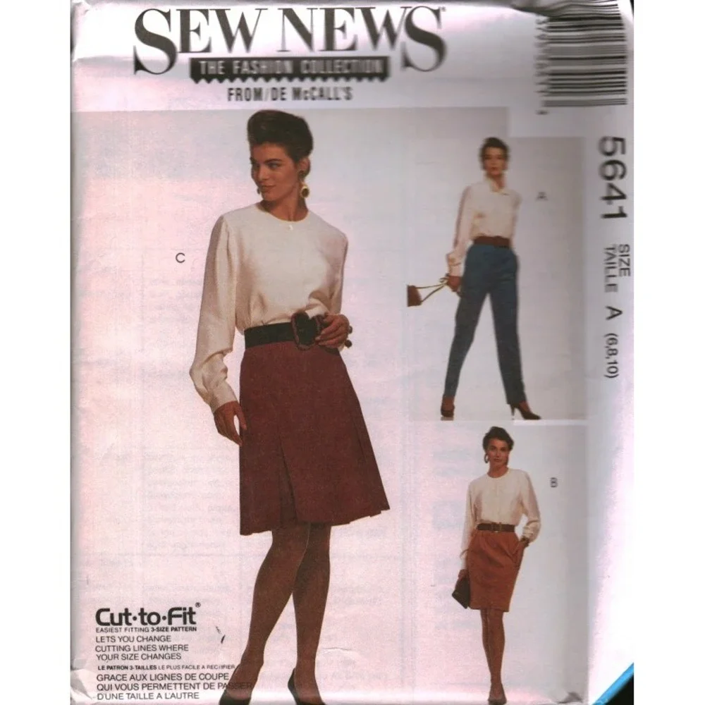 Sew News McCall's 5641 Sewing Pattern Misses Pants Skirts Size 6 8 10 Vintage FF